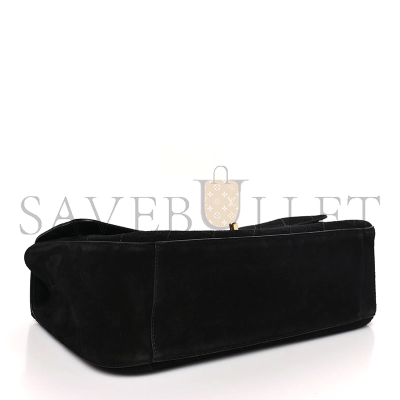 CHANEL SUEDE CALFSKIN SMALL SOUPLISSIMO MAXI FLAP BLACK (33*18*10cm)